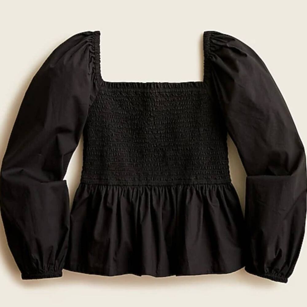 J. Crew PUFF-SLEEVE SMOCKED COTTON POPLIN TOP 3X NWOT